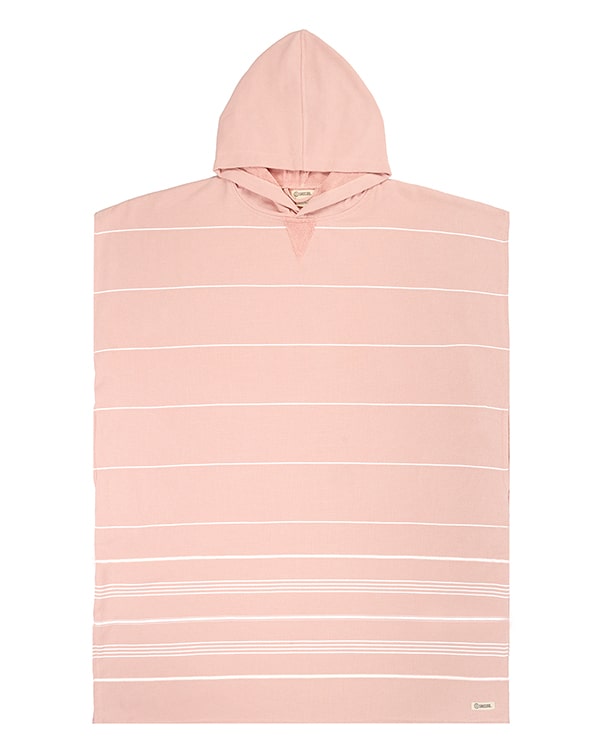 Classic Stripe Hooded Poncho - Misty Rose