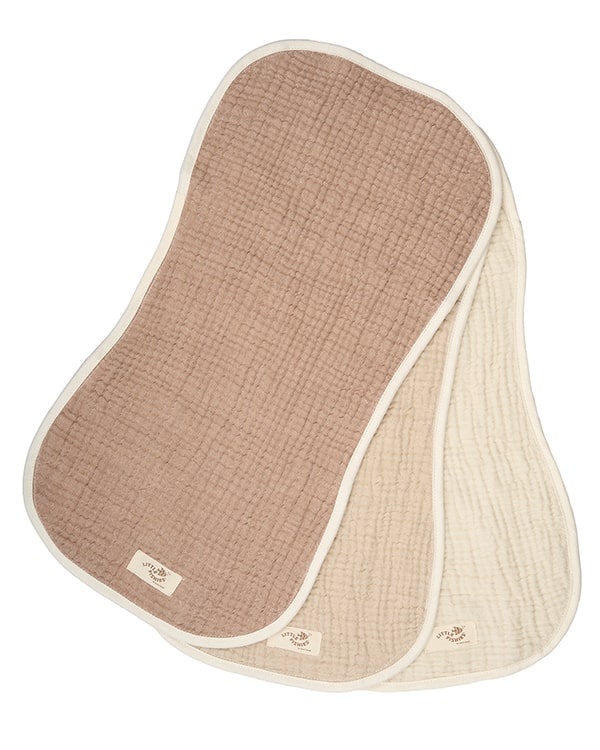 Little Fishies Gauze Burping Cloth Bundle - 3 Pack - Natural / Beige / Warm Taupe