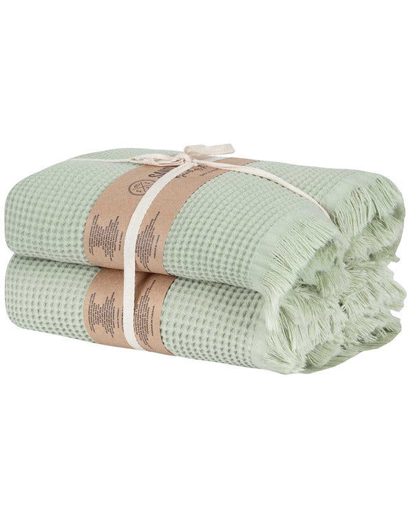 Micro Waffle XL Bath Bundle - 2 Pack - Sage