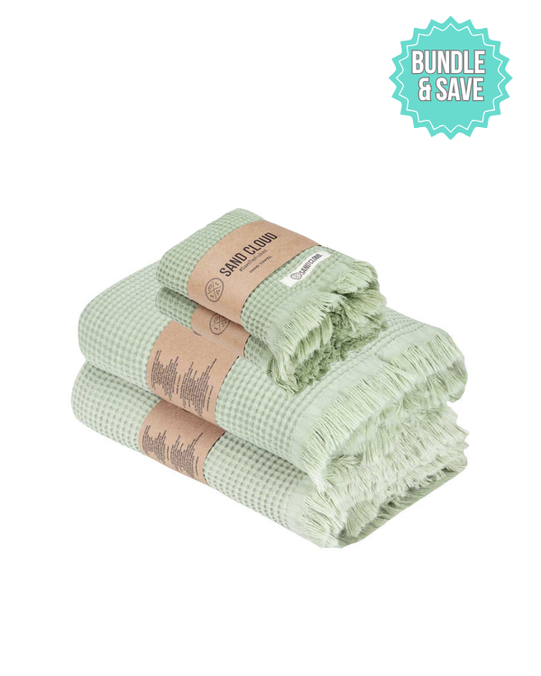 Micro Waffle XL Bath Bundle - Sage